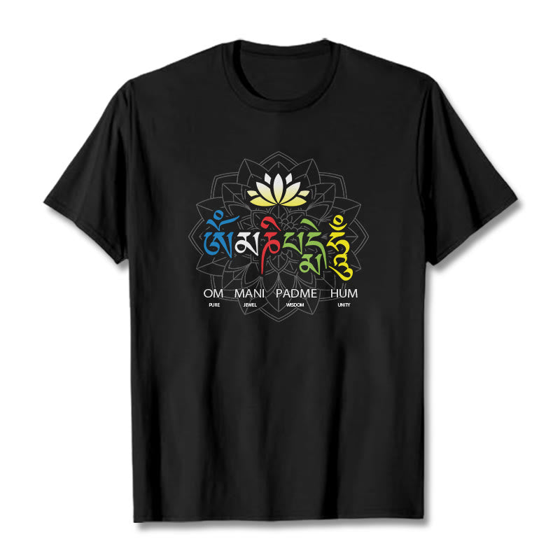 T-shirt con maglietta Buddha Stones Om Mani Padme Hum Lotus - Nero - 2XL - image 0