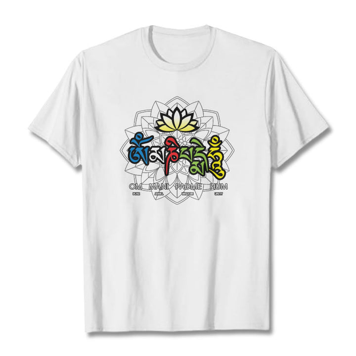 T-shirt con maglietta Buddha Stones Om Mani Padme Hum Lotus - Bianco - 2XL - image 9