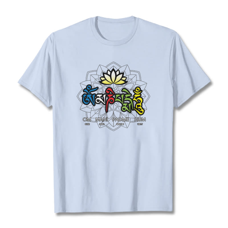 T-shirt con maglietta Buddha Stones Om Mani Padme Hum Lotus - Ciano chiaro - 2XL - image 13