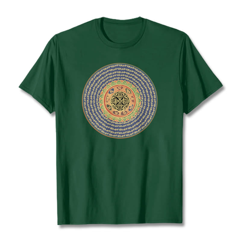 T-shirt in sanscrito con Buddha Stones 108 Om Mani Padme Hum Mantra - Verde foresta - 2XL - image 13
