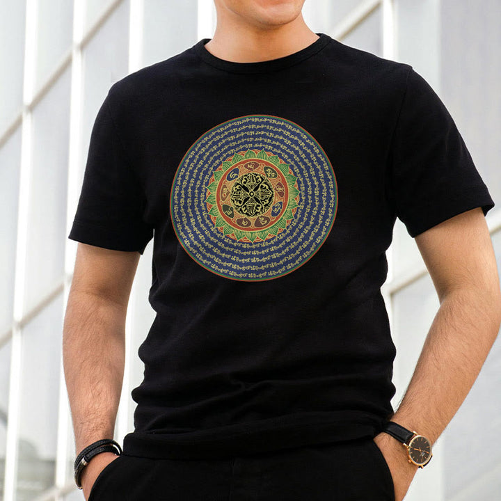 T-shirt in sanscrito con Buddha Stones 108 Om Mani Padme Hum Mantra