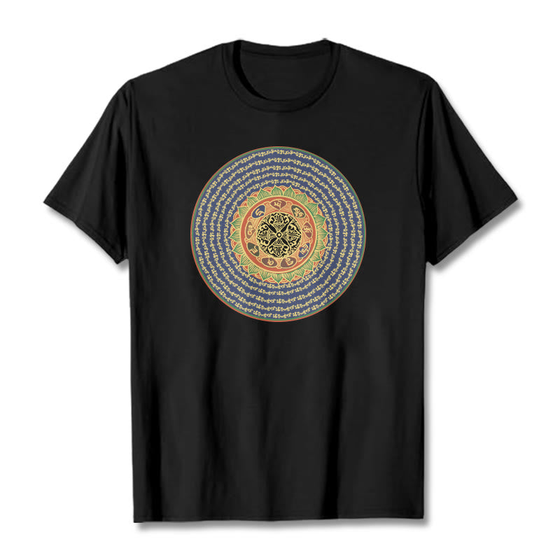 T-shirt in sanscrito con Buddha Stones 108 Om Mani Padme Hum Mantra