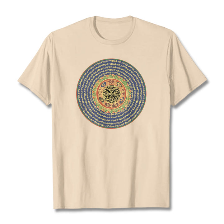 T-shirt in sanscrito con Buddha Stones 108 Om Mani Padme Hum Mantra