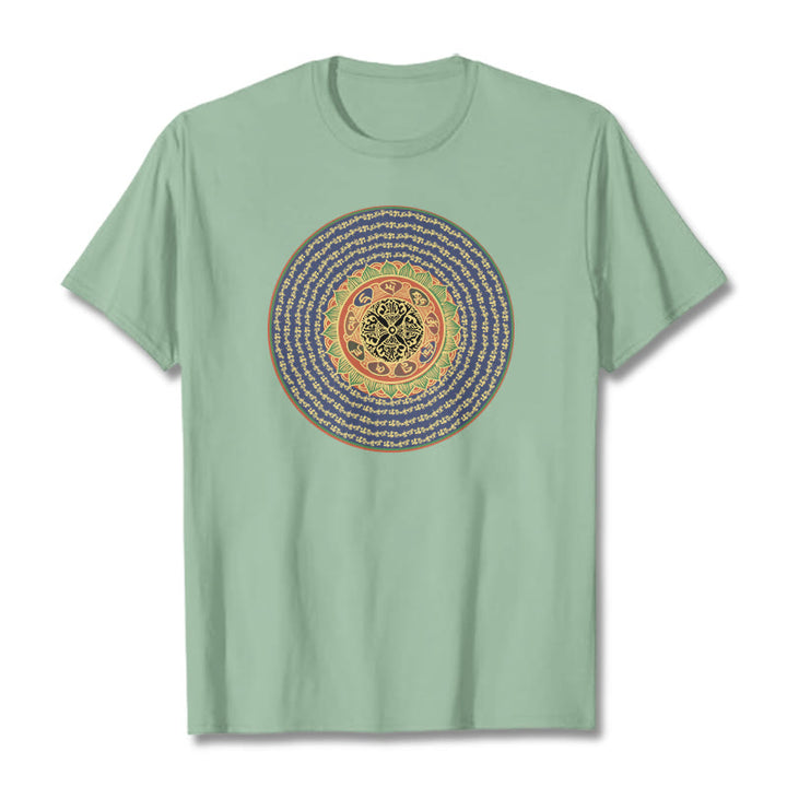 T-shirt in sanscrito con Buddha Stones 108 Om Mani Padme Hum Mantra - Verde pallido - 2XL - image 25