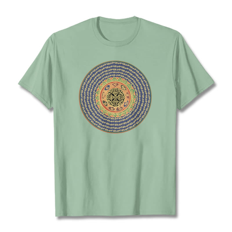 T-shirt in sanscrito con Buddha Stones 108 Om Mani Padme Hum Mantra
