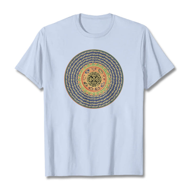 T-shirt in sanscrito con Buddha Stones 108 Om Mani Padme Hum Mantra