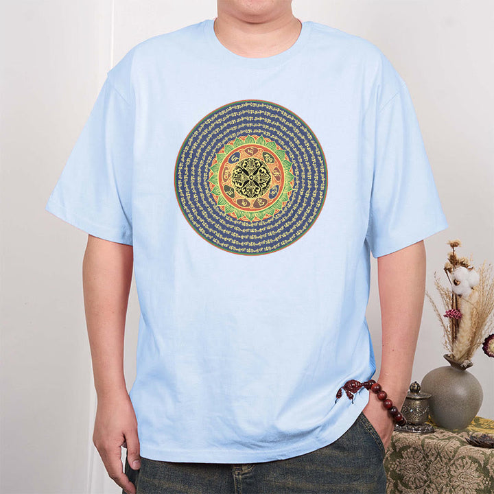 T-shirt in sanscrito con Buddha Stones 108 Om Mani Padme Hum Mantra