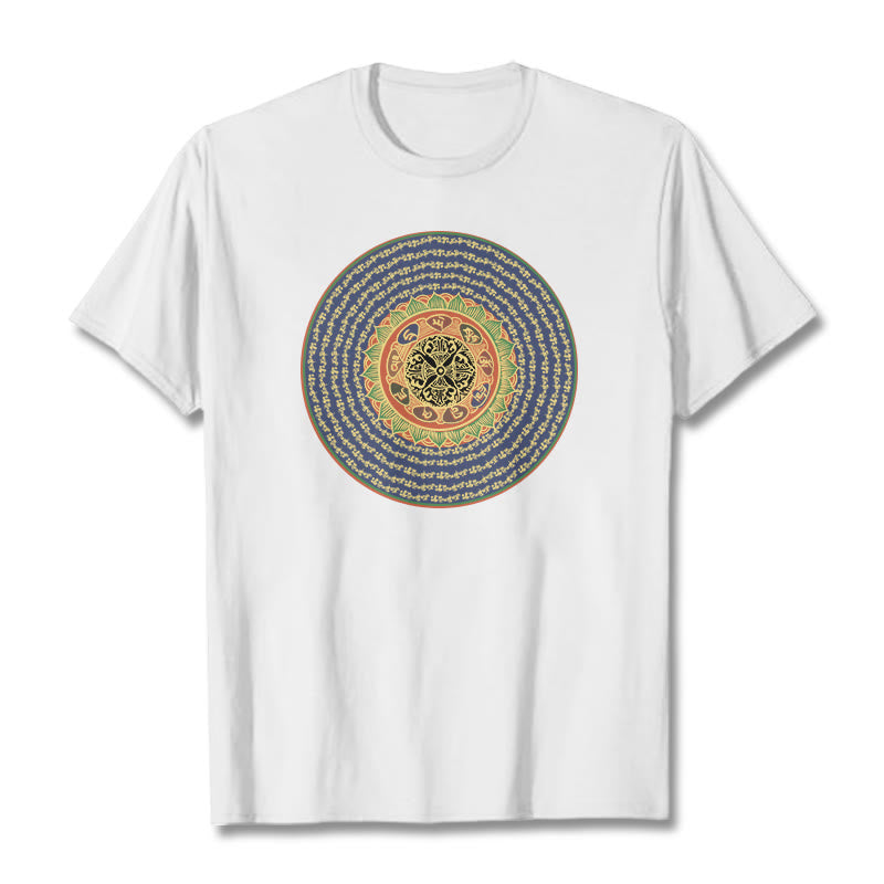 T-shirt in sanscrito con Buddha Stones 108 Om Mani Padme Hum Mantra