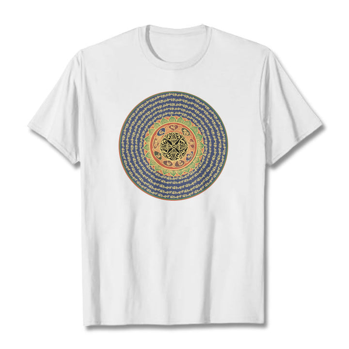 T-shirt in sanscrito con Buddha Stones 108 Om Mani Padme Hum Mantra