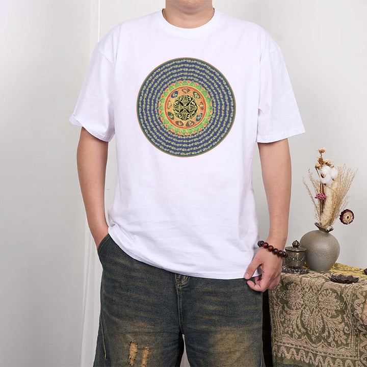 T-shirt in sanscrito con Buddha Stones 108 Om Mani Padme Hum Mantra
