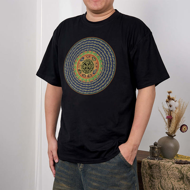 T-shirt in sanscrito con Buddha Stones 108 Om Mani Padme Hum Mantra