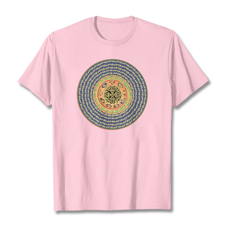 T-shirt in sanscrito con Buddha Stones 108 Om Mani Padme Hum Mantra