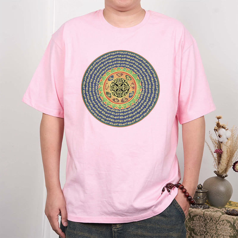 T-shirt in sanscrito con Buddha Stones 108 Om Mani Padme Hum Mantra