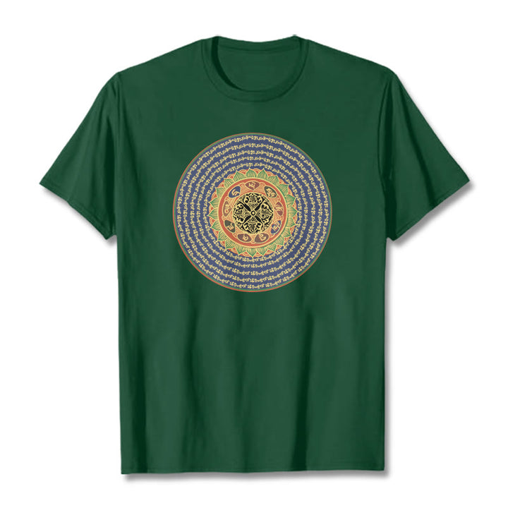 T-shirt in sanscrito con Buddha Stones 108 Om Mani Padme Hum Mantra
