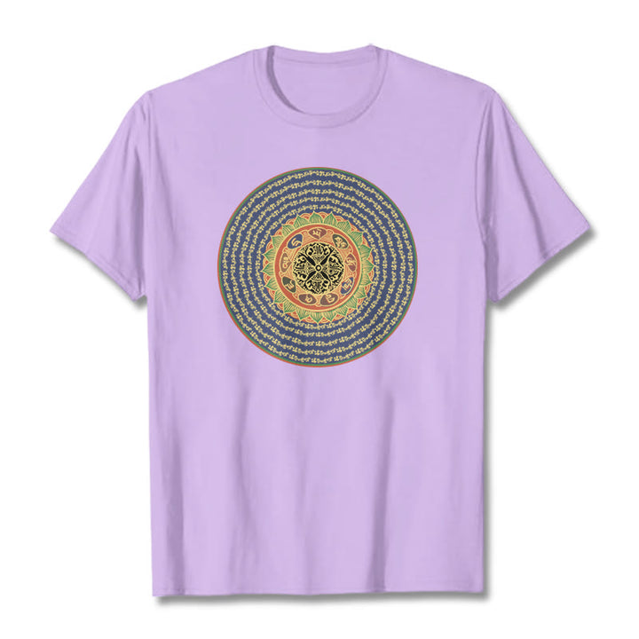 T-shirt in sanscrito con Buddha Stones 108 Om Mani Padme Hum Mantra