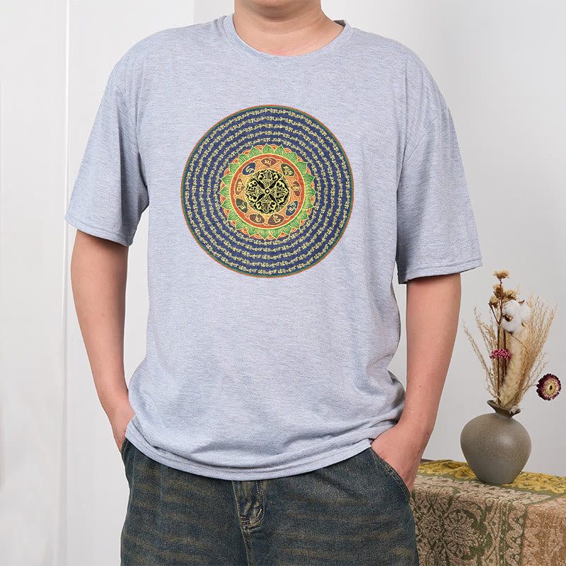 T-shirt in sanscrito con Buddha Stones 108 Om Mani Padme Hum Mantra