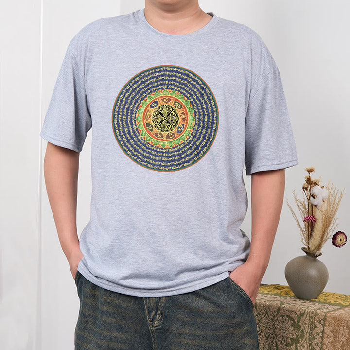 T-shirt in sanscrito con Buddha Stones 108 Om Mani Padme Hum Mantra