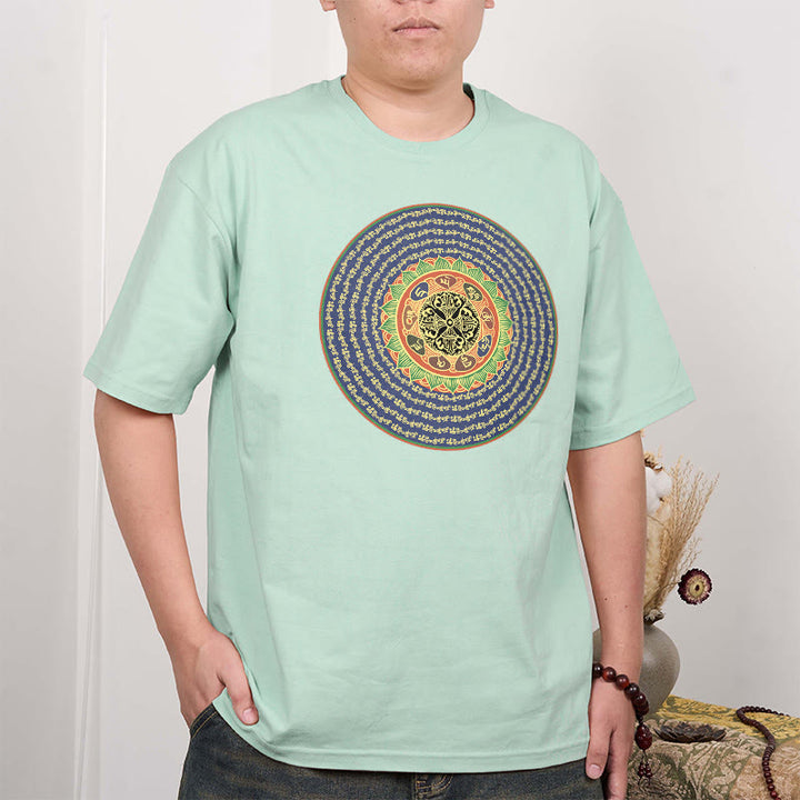 T-shirt in sanscrito con Buddha Stones 108 Om Mani Padme Hum Mantra