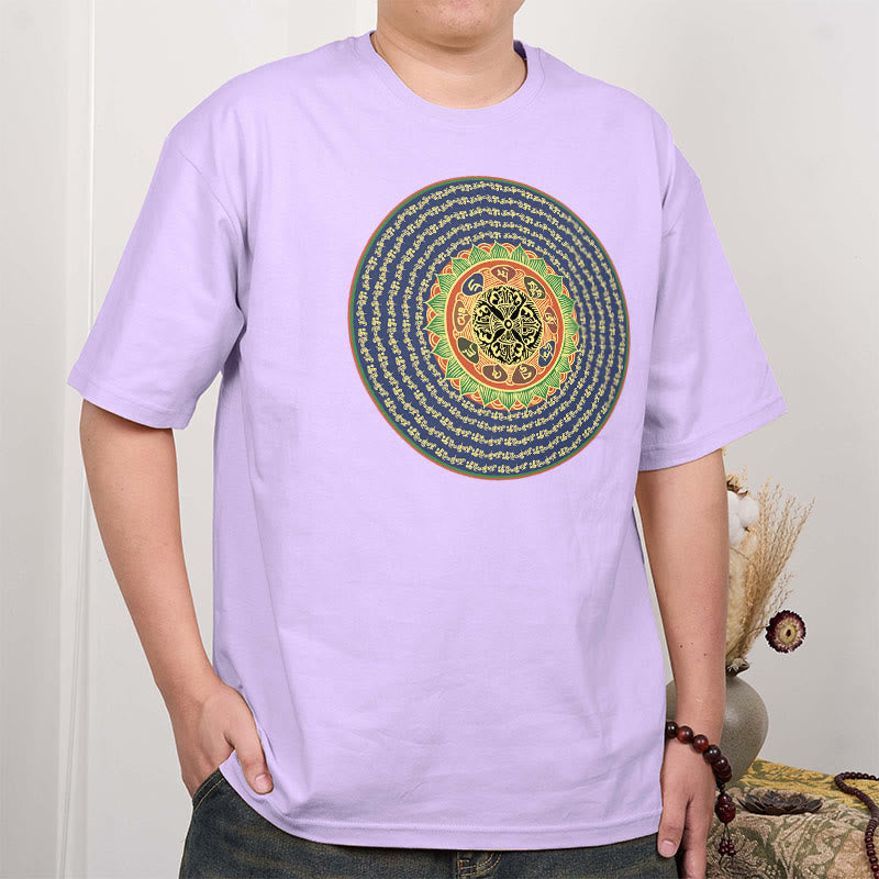 T-shirt in sanscrito con Buddha Stones 108 Om Mani Padme Hum Mantra