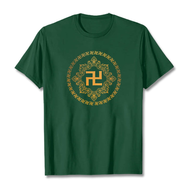 Maglietta con Buddha Stones svastica - Verde foresta - 2XL - image 5