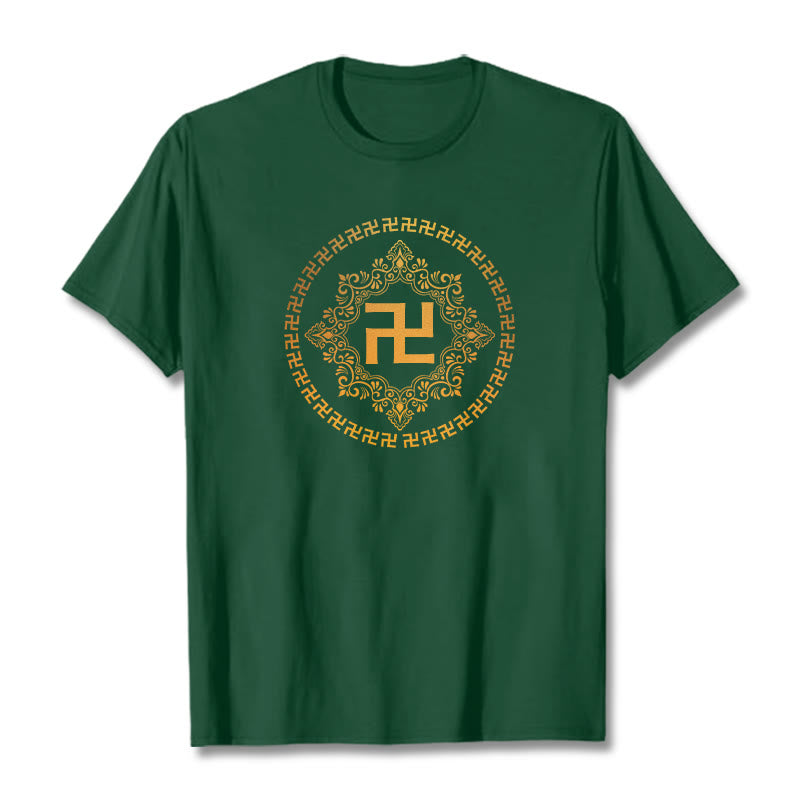 Maglietta con Buddha Stones svastica - Verde foresta - 2XL - image 6