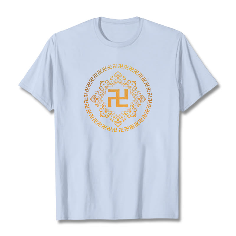Maglietta con Buddha Stones svastica - Ciano chiaro - 2XL - image 13