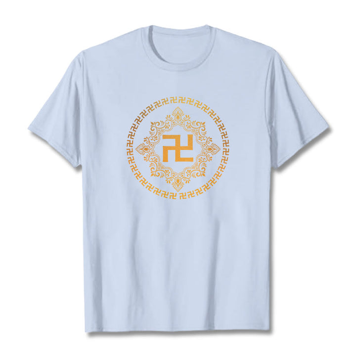 Maglietta con Buddha Stones svastica - Ciano chiaro - 2XL - image 13