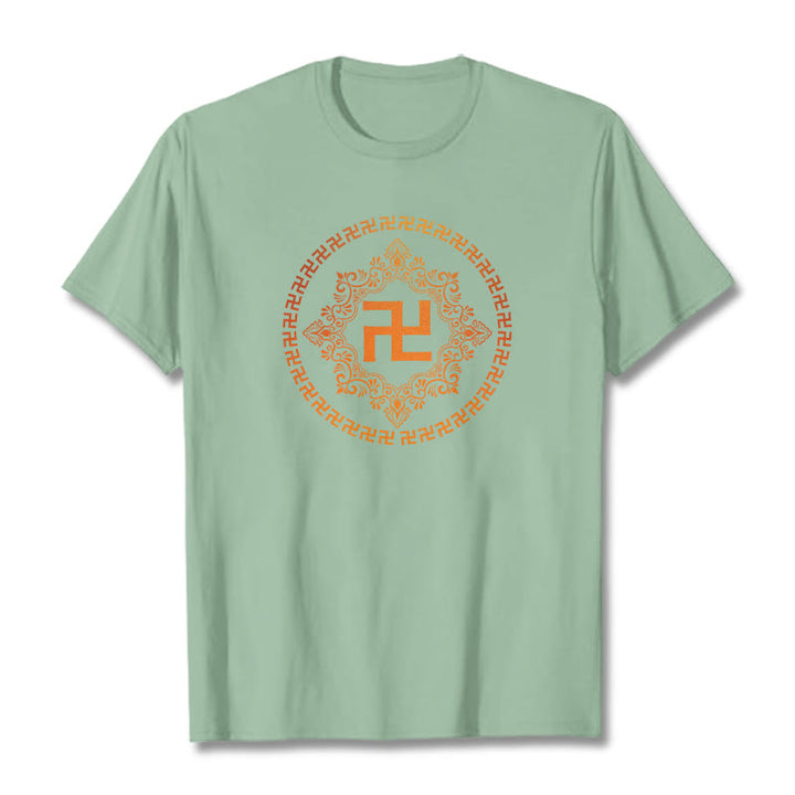 Maglietta con Buddha Stones svastica - Verde pallido - 2XL - image 19