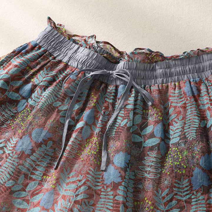 Pantaloni da donna estivi Buddha Stones Blue Leaves Plants con tasche - image 2