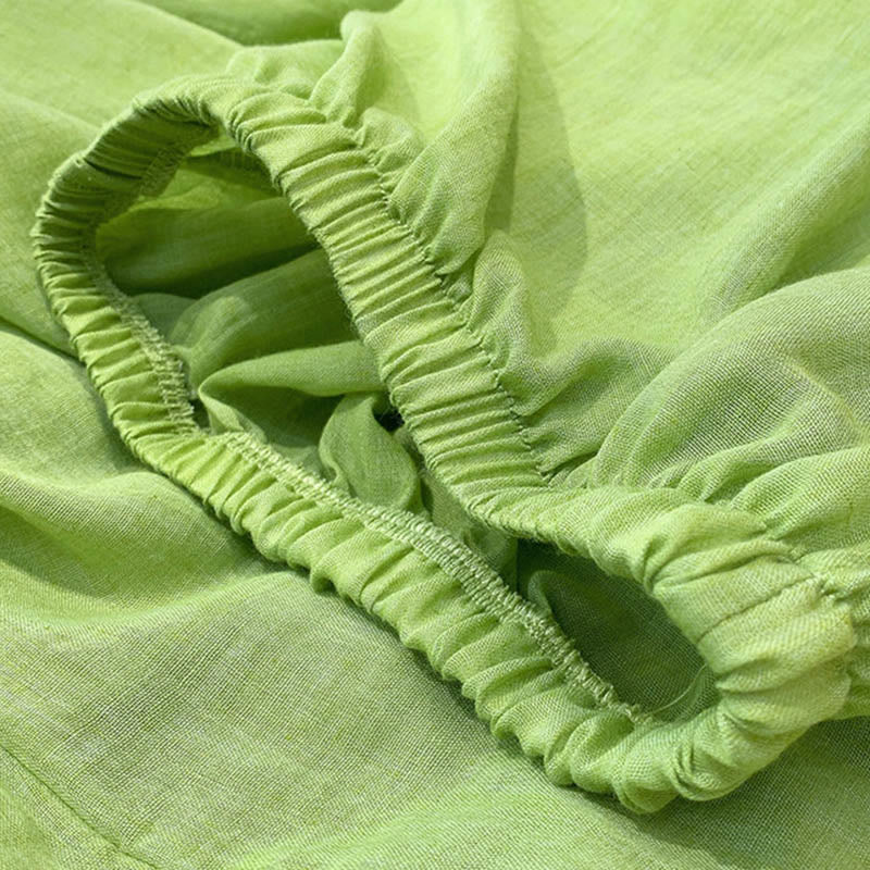 Pantaloni estivi in ​​lino tinta unita con coulisse e tasche Buddha Stones - image 24