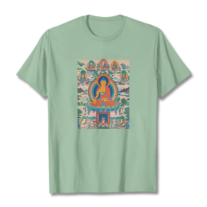 Maglietta Buddha Stones Il Sutra del Buddha della Medicina Trasformato in Arte - Verde pallido - 2XL - image 14