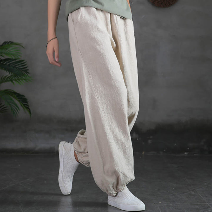 Pantaloni in cotone e lino ramiè tinta unita Buddha Stones con tasche - Biancheria - US4, UK/AU8, EU36 (L) - image 9