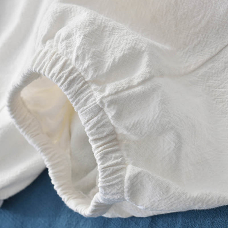 Pantaloni da donna in ramia, lino e cotone, tinta unita, con tasche, con stampa Buddha Stones. - image 36