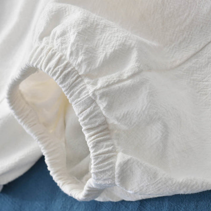 Pantaloni da donna in ramia, lino e cotone, tinta unita, con tasche, con stampa Buddha Stones. - image 36