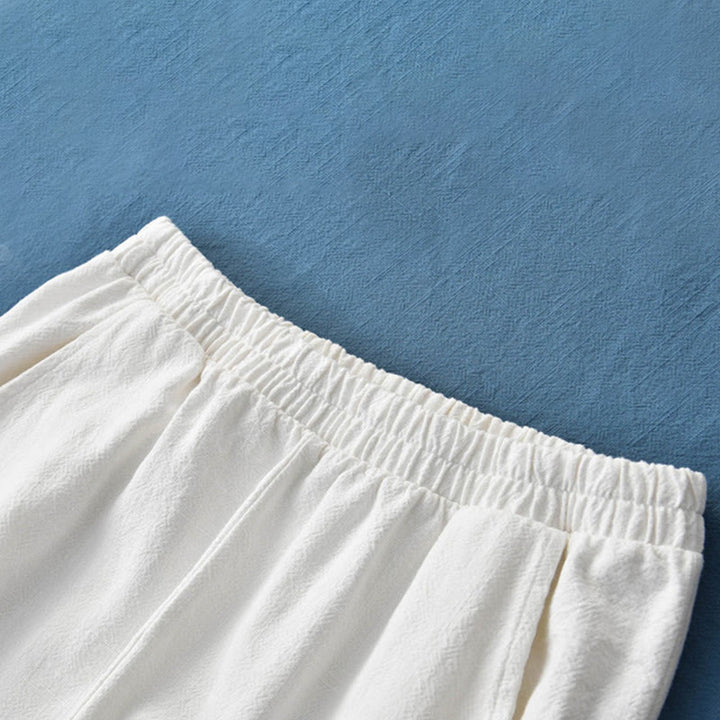 Pantaloni da donna in ramia, lino e cotone, tinta unita, con tasche, con stampa Buddha Stones. - image 34