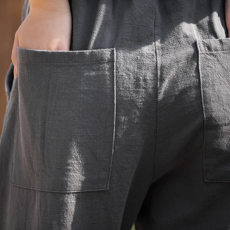 Pantaloni da yoga casual in lino e cotone ramiè Buddha Stones con tasche - image 30