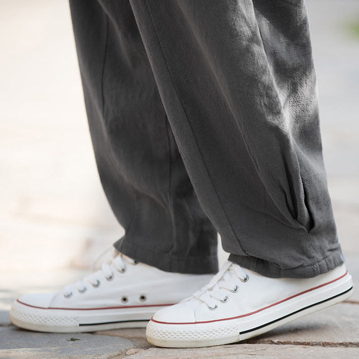 Pantaloni da yoga casual in lino e cotone ramiè Buddha Stones con tasche - image 31