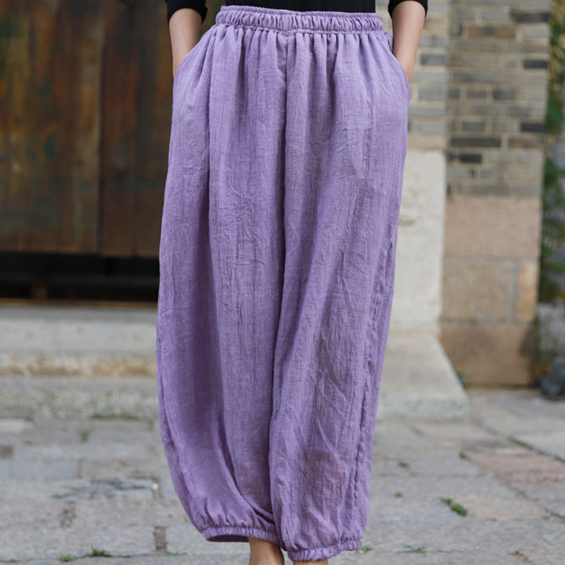 Pantaloni casual estivi da donna in cotone con tasche Buddha Stones - Prugna - US4， UK/AU8，EU36-38 (F) - image 37