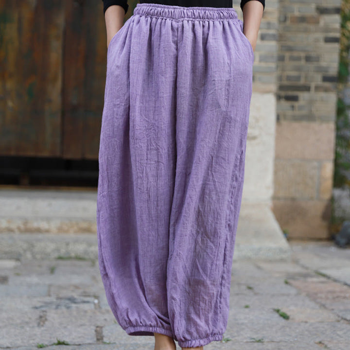 Pantaloni casual estivi da donna in cotone con tasche Buddha Stones - Prugna - US4， UK/AU8，EU36-38 (F) - image 37