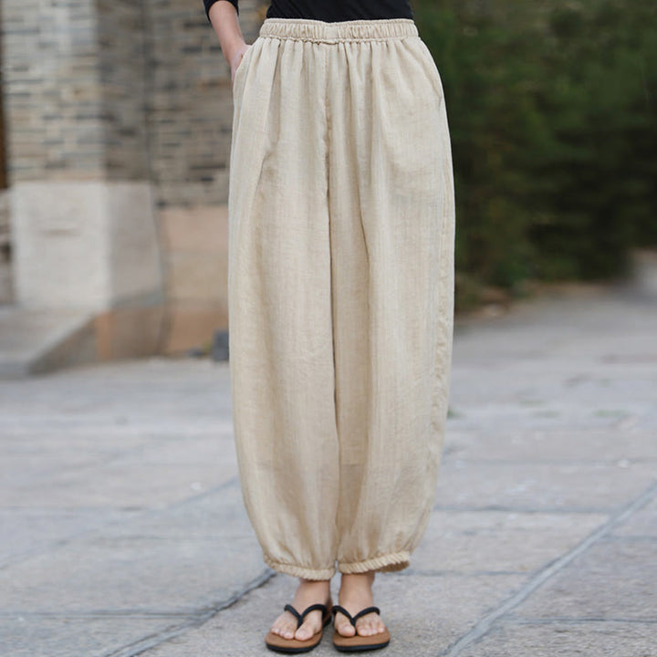 Pantaloni casual estivi da donna in cotone con tasche Buddha Stones - Biancheria - US4， UK/AU8，EU36-38 (F) - image 42