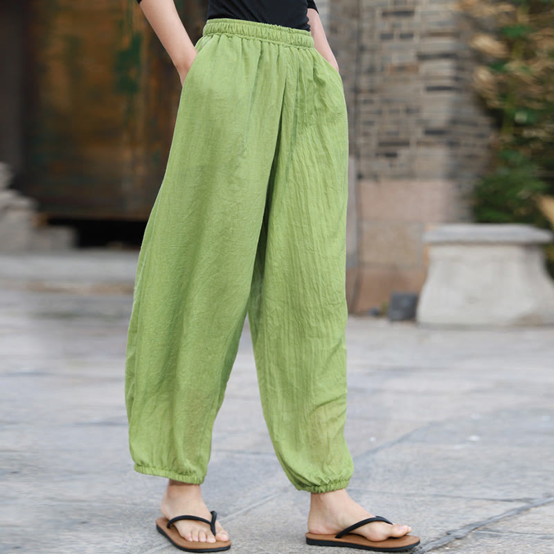 Pantaloni casual estivi da donna in cotone con tasche Buddha Stones - image 2