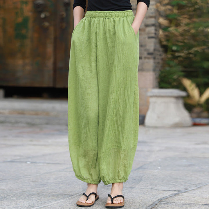 Pantaloni casual estivi da donna in cotone con tasche Buddha Stones - image 3