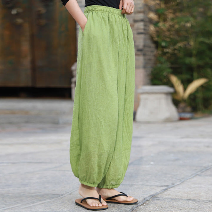 Pantaloni casual estivi da donna in cotone con tasche Buddha Stones - image 4