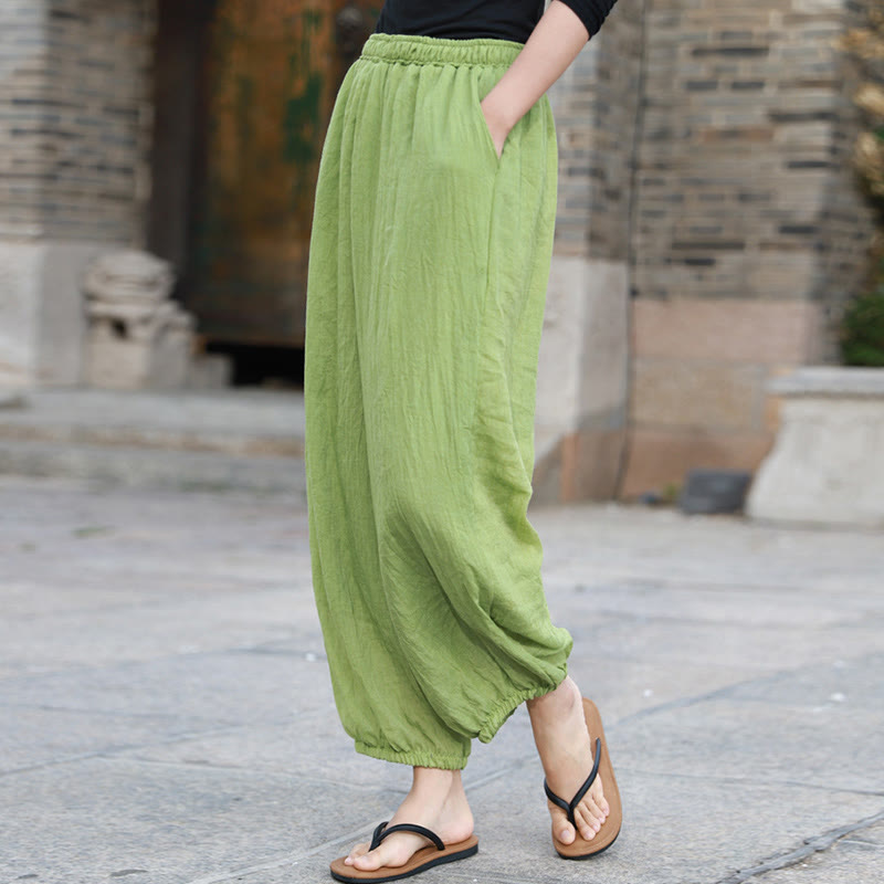 Pantaloni casual estivi da donna in cotone con tasche Buddha Stones - image 1