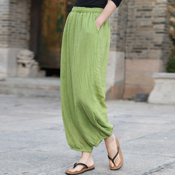 Pantaloni casual estivi da donna in cotone con tasche Buddha Stones - image 1