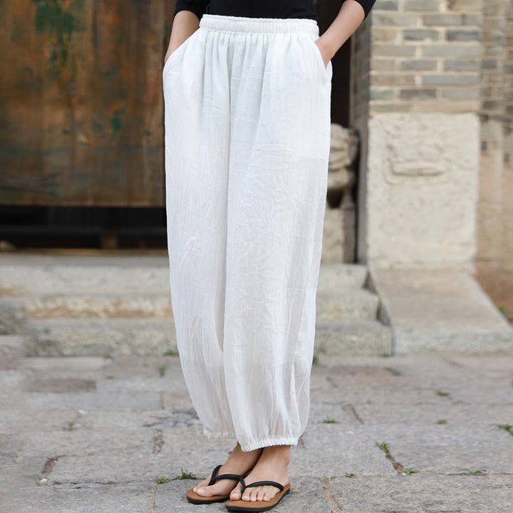 Pantaloni casual estivi da donna in cotone con tasche Buddha Stones - image 11