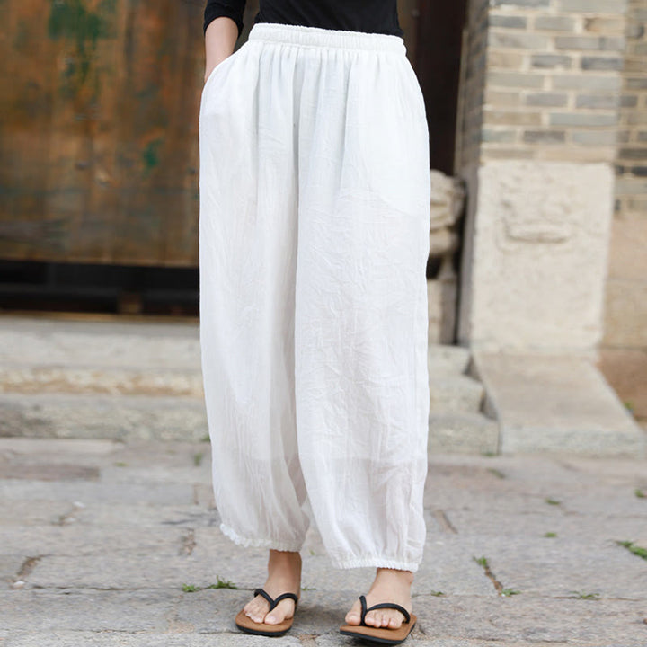 Pantaloni casual estivi da donna in cotone con tasche Buddha Stones - image 12