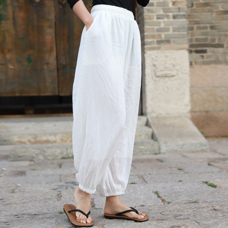 Pantaloni casual estivi da donna in cotone con tasche Buddha Stones - image 8