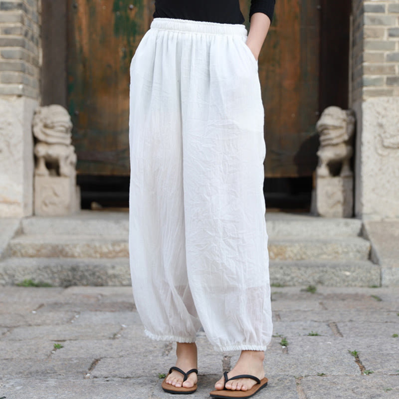 Pantaloni casual estivi da donna in cotone con tasche Buddha Stones - image 13