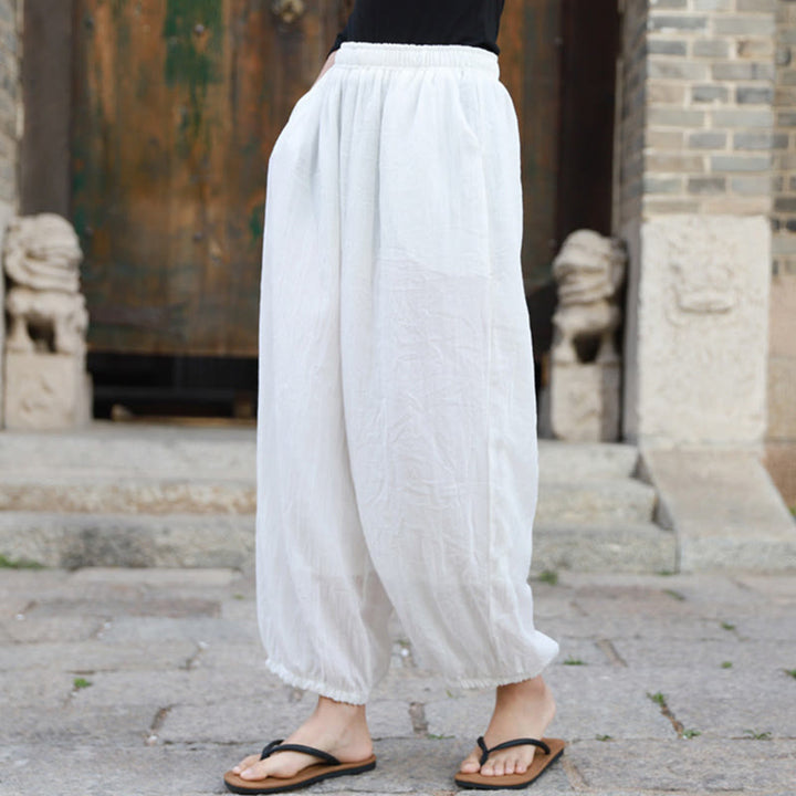 Pantaloni casual estivi da donna in cotone con tasche Buddha Stones - image 10